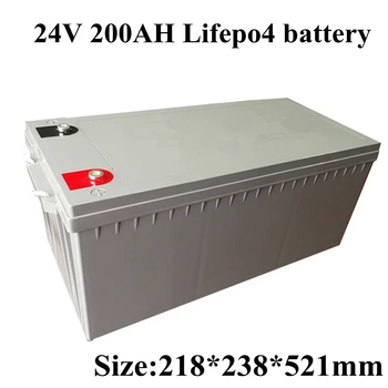 Перезаряжаемый литиевый аккумулятор LiFePO4 емкостью 24 В 200 Ач для тележки для гольфа, кемпера, дома на колесах на солнечной энергии RV + зарядное устройство на 20 А