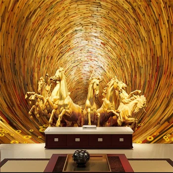рельефная картина beibehang Gold eight Junxiong Feng на фоне 3D-телевизора, изготовленная на заказ большая фреска, шелковые шелковые обои