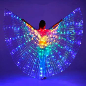 Светодиодные крылья для танца живота, Крылья для взрослых и детей, красочный реквизит для Хэллоуина, Блестящие светодиодные фонари, крылья для восточного танца живота, костюм для