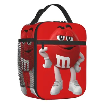 Сумка для ланча с лицом персонажа M & M's Chocolate Candy для женщин, водонепроницаемая забавная сумка-холодильник для школьников