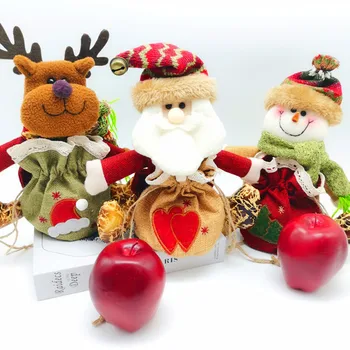 Сумка для подарков Санта-Клауса, Рождественские Сумки для конфет на шнурке, Веселые Рождественские Украшения для дома, Новый Год 2023, Noel Party Decor Supplies