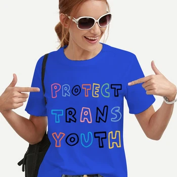 Футболки Protect Trans Youth, женская уличная одежда, винтажная футболка, эстетичные топы Harajuku Y2k, повседневная летняя футболка с коротким рукавом